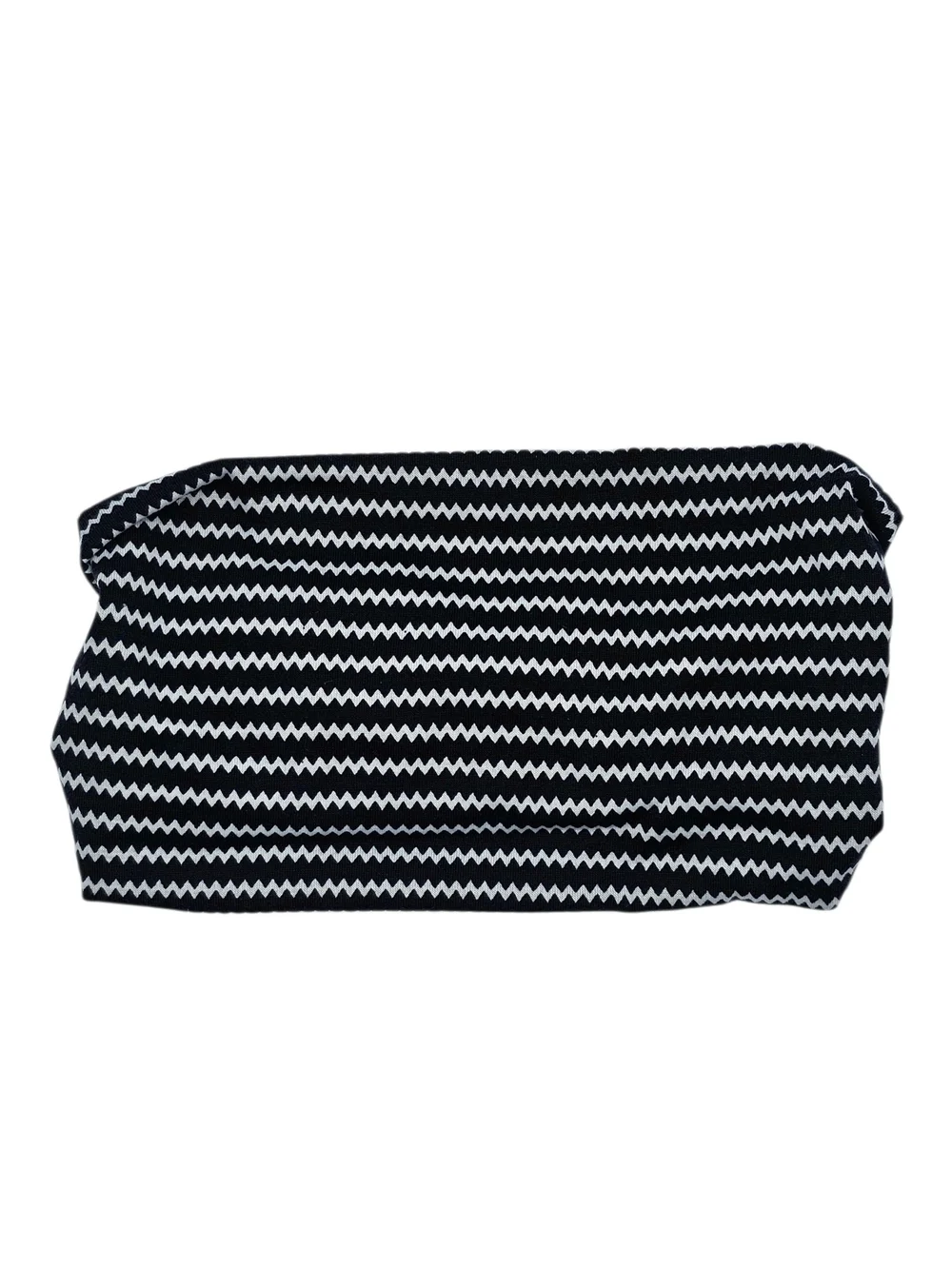 Dark Navy Blue & White Zigzag Wide Headband